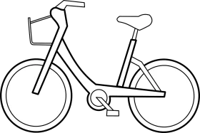 Simple Black and White Minimalist Bicycle Clipart Line Drawing Illustration