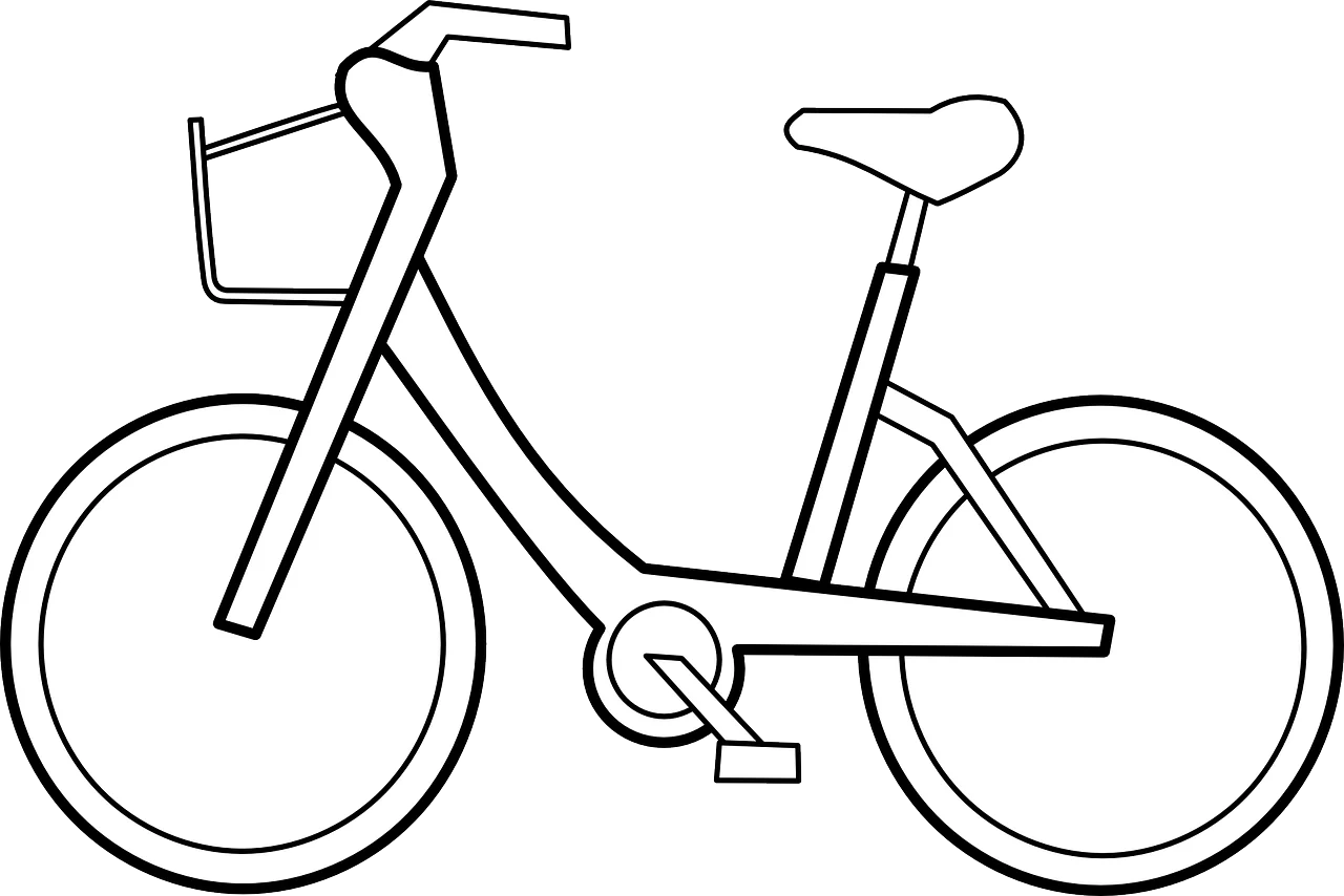 Simple Black and White Minimalist Bicycle Clipart Line Drawing Illustration