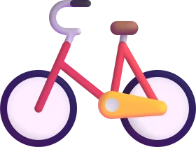 Simple Geometric Bicycle Clipart with Playful Color Palette and Minimalist Design