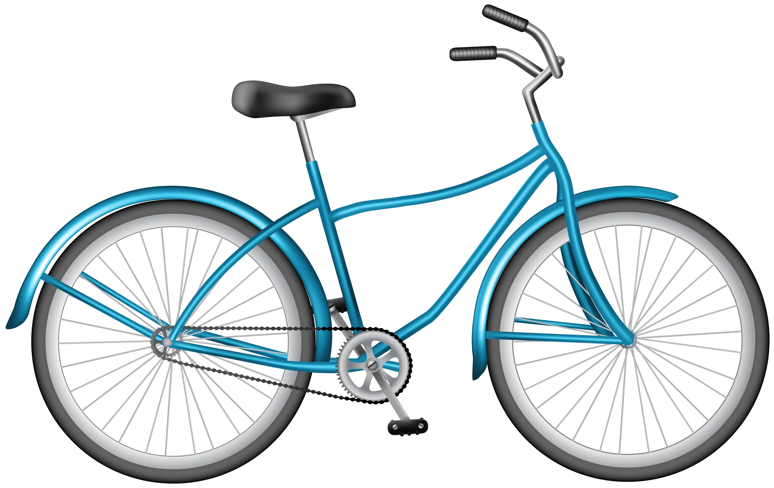 Sleek Azure Cruiser Bicycle Clipart - Minimalist Urban Cycling Design
