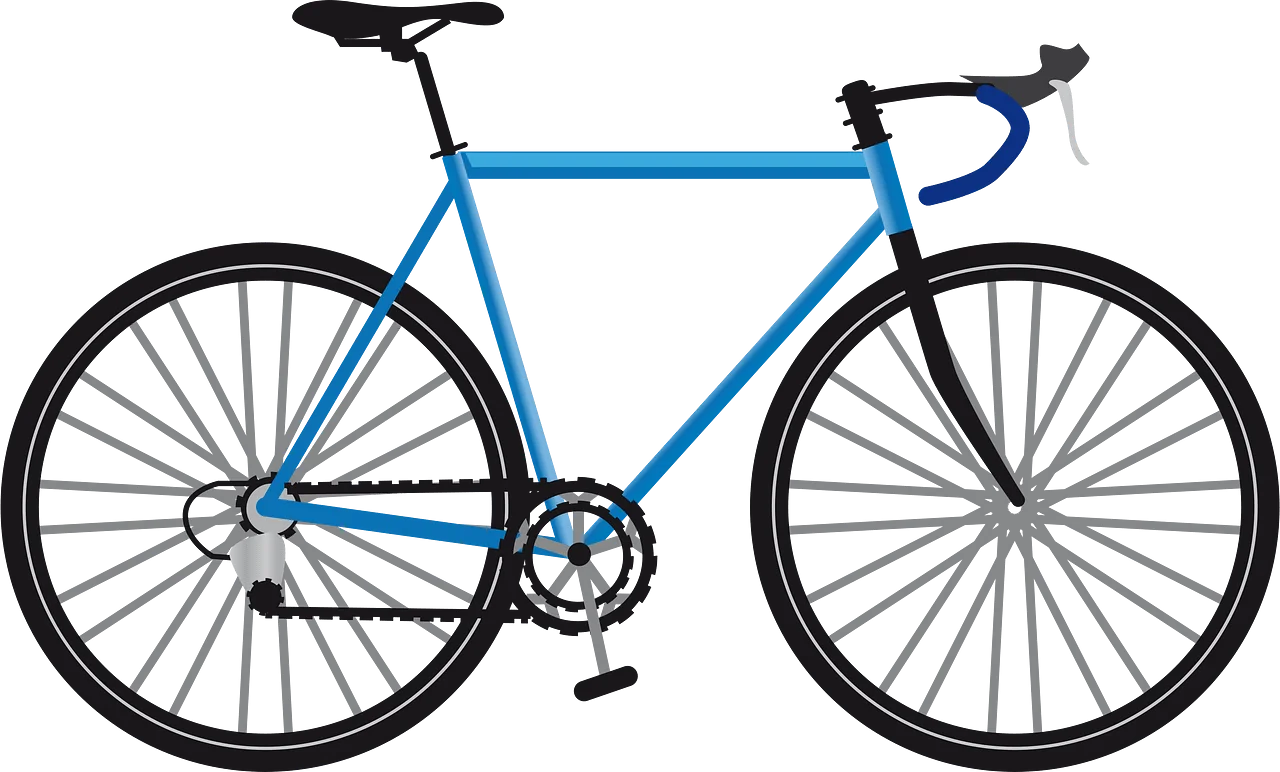 Sleek Blue Road Bicycle Clipart with Minimalist Design and Thin Frame