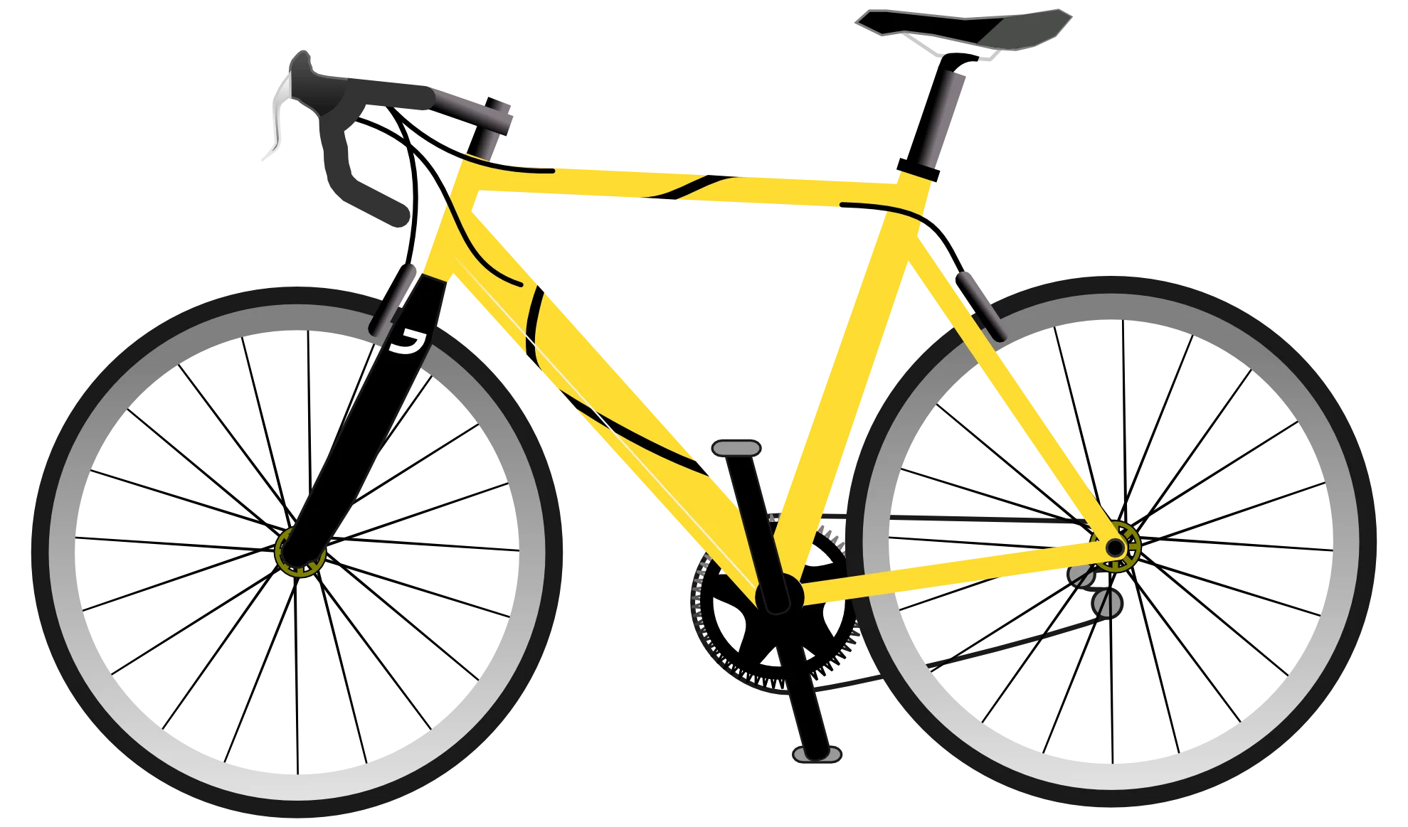 Sleek Yellow Racing Bicycle Clipart with Minimalist Design and Aerodynamic Frame
