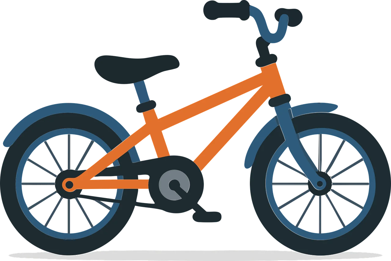 Stylish Orange and Blue Kids Balance Bike Clipart Illustration