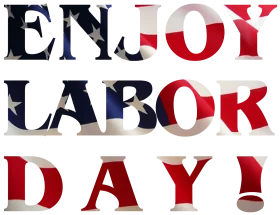 Stylish Typographic Labor Day Celebration Clipart with Patriotic Color Scheme