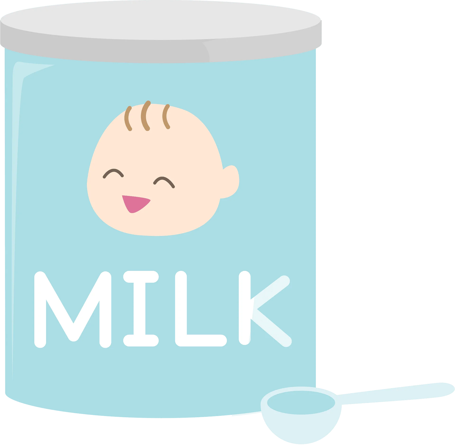 Adorable Baby-Themed Milk Container Clipart with Cute Smiling Cartoon Face