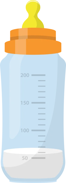 Baby Bottle Clipart with Measurement Markings and Soft Nipple Design