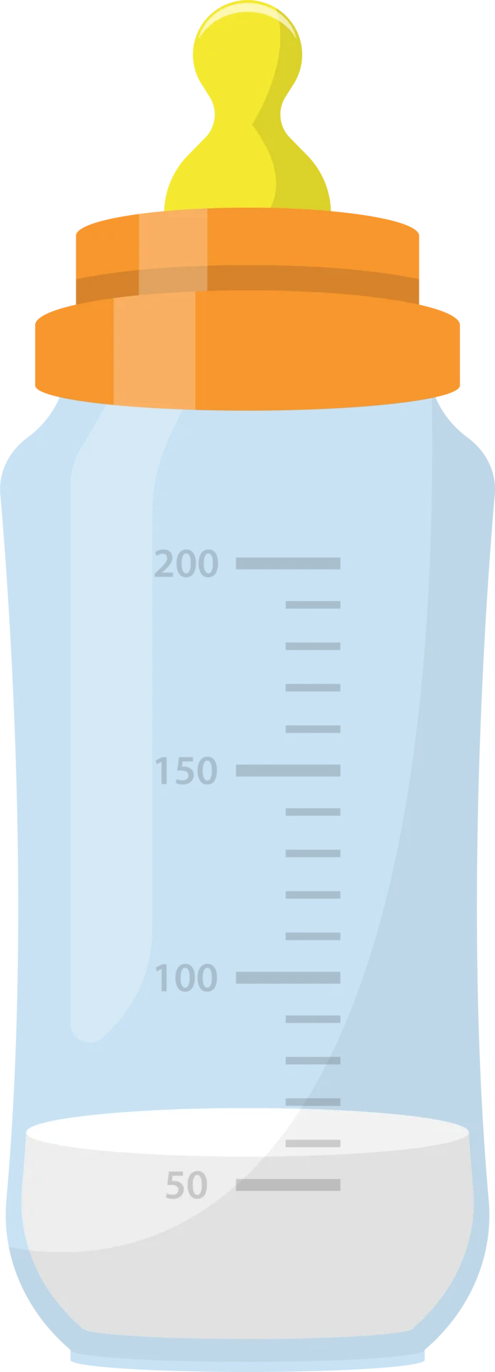 Baby Bottle Clipart with Measurement Markings and Soft Nipple Design
