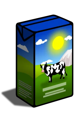 Charming Dairy Farm Milk Carton Cartoon Clipart Design with Pastoral Scene
