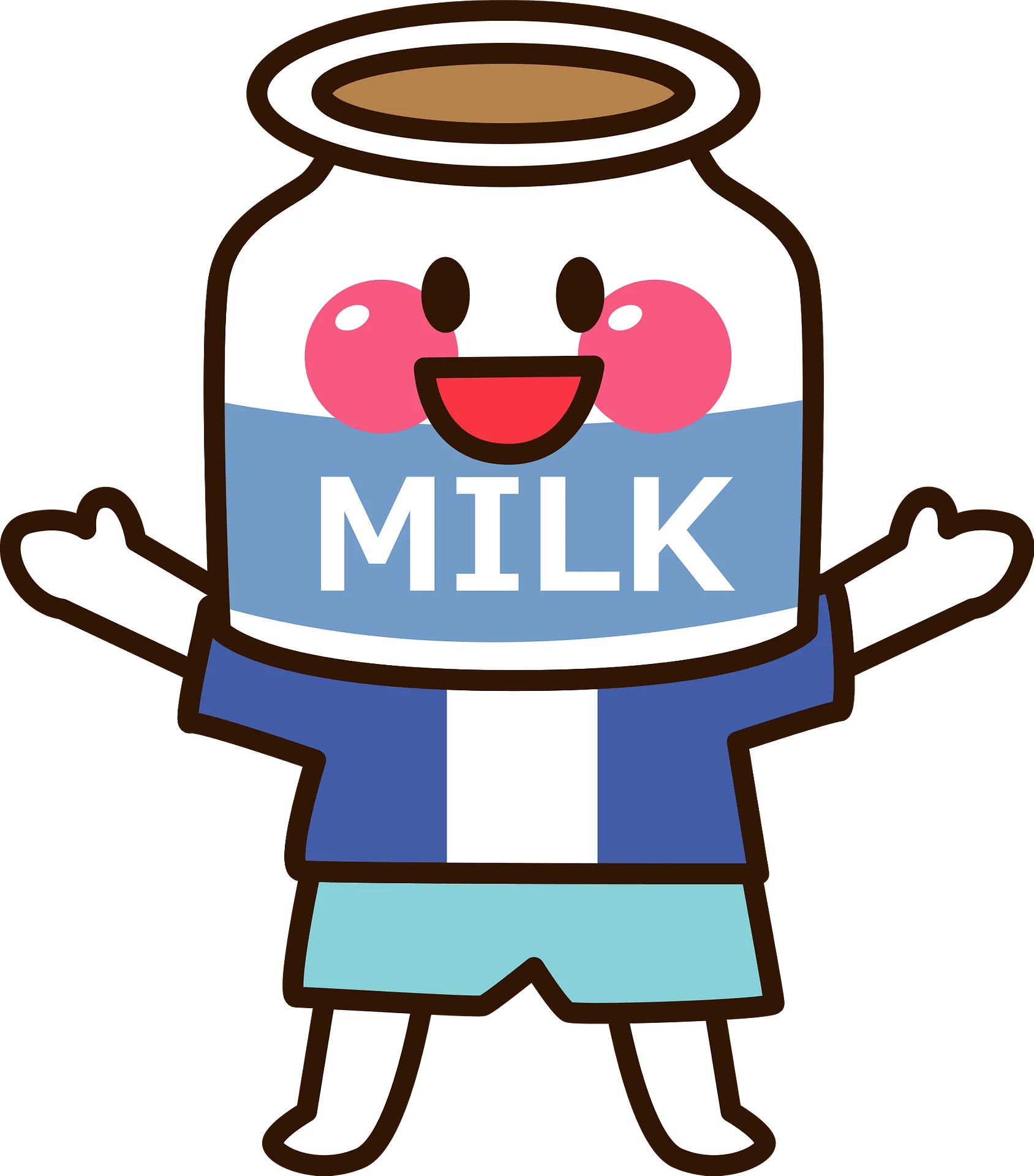 Cheerful Milk Bottle Character Clipart - Adorable Cartoon Dairy Mascot Design
