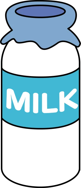 Classic Blue and White Milk Bottle Clipart Design with Simple Typography