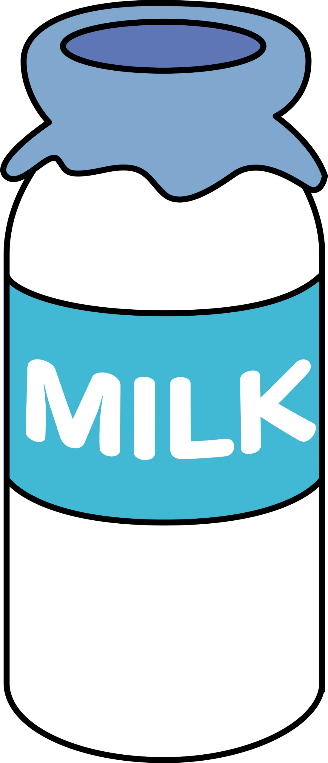 Classic Blue and White Milk Bottle Clipart Design with Simple Typography