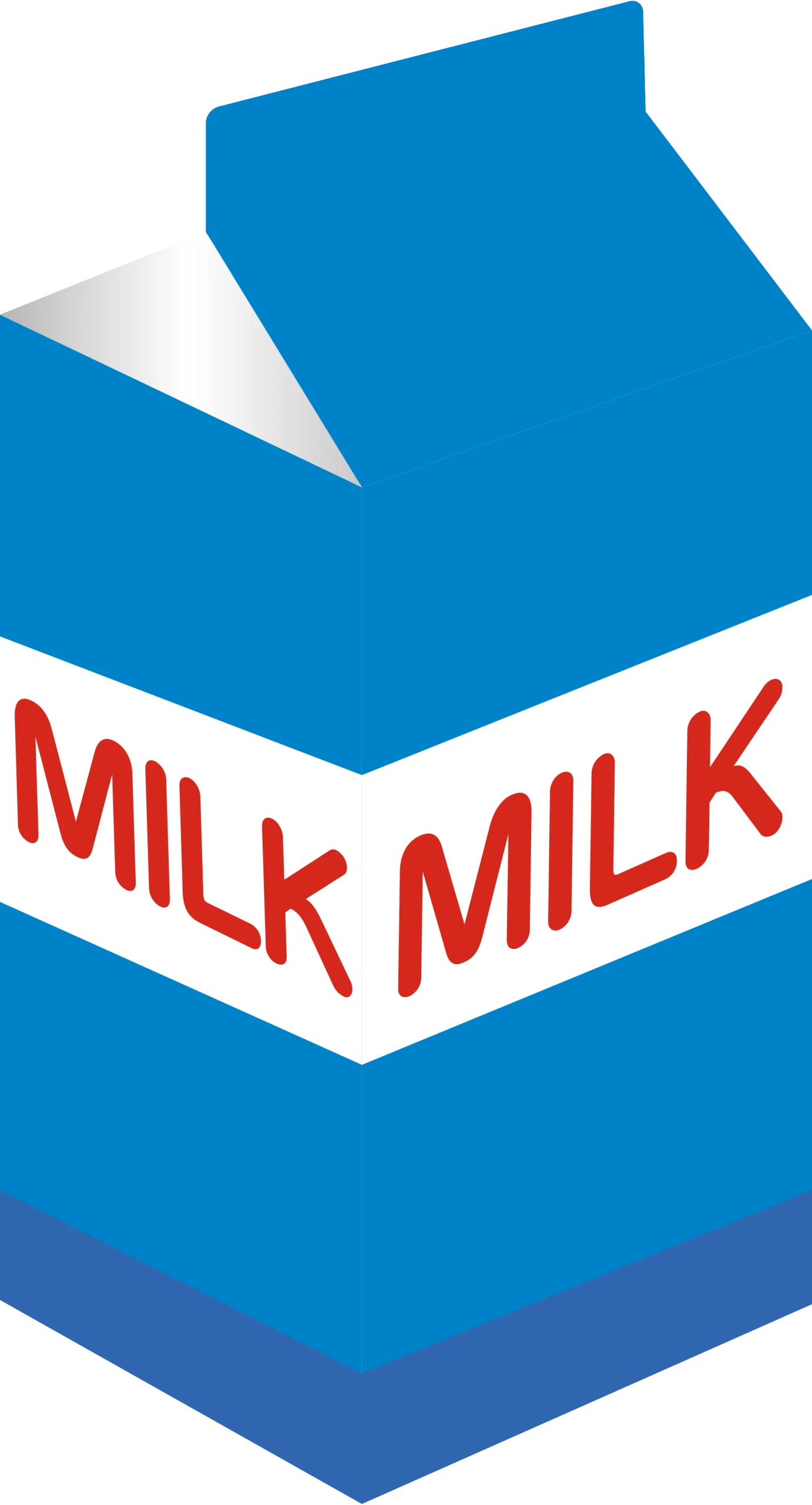 Classic Blue and White Milk Carton Clipart Design with Bold Typography