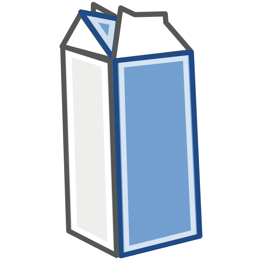 Classic Blue and White Milk Carton Clipart Design with Simple Geometric Lines