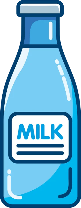 Classic Blue Milk Bottle Clipart Design with Simple Clean Lines
