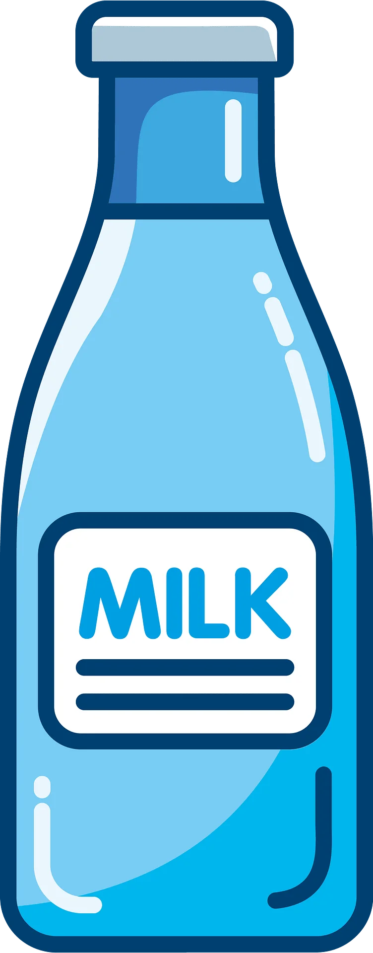 Classic Blue Milk Bottle Clipart Design with Simple Clean Lines