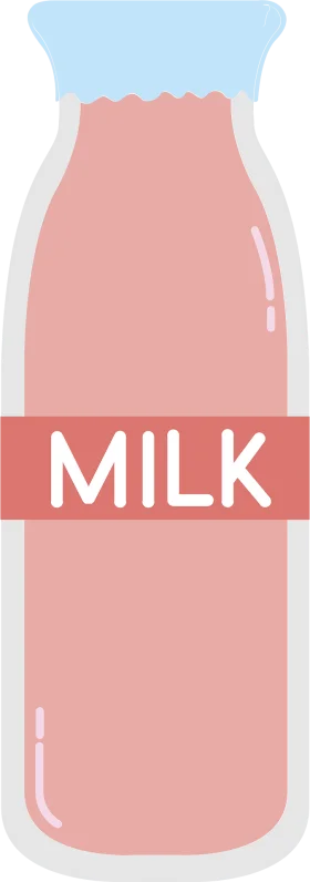 Classic Pink Milk Bottle Clipart Design with Soft Pastel Color Palette