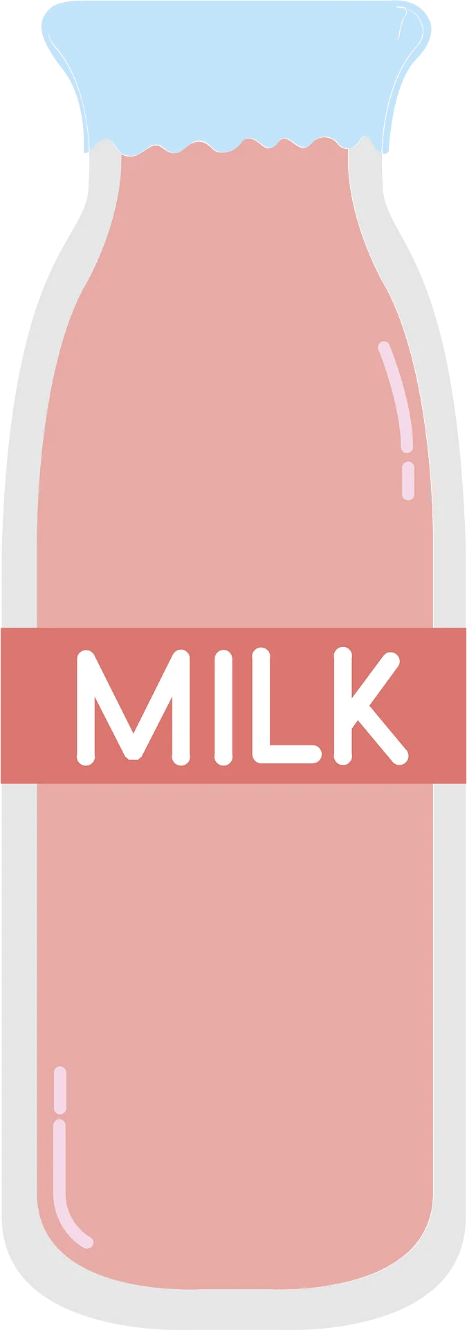 Classic Pink Milk Bottle Clipart Design with Soft Pastel Color Palette