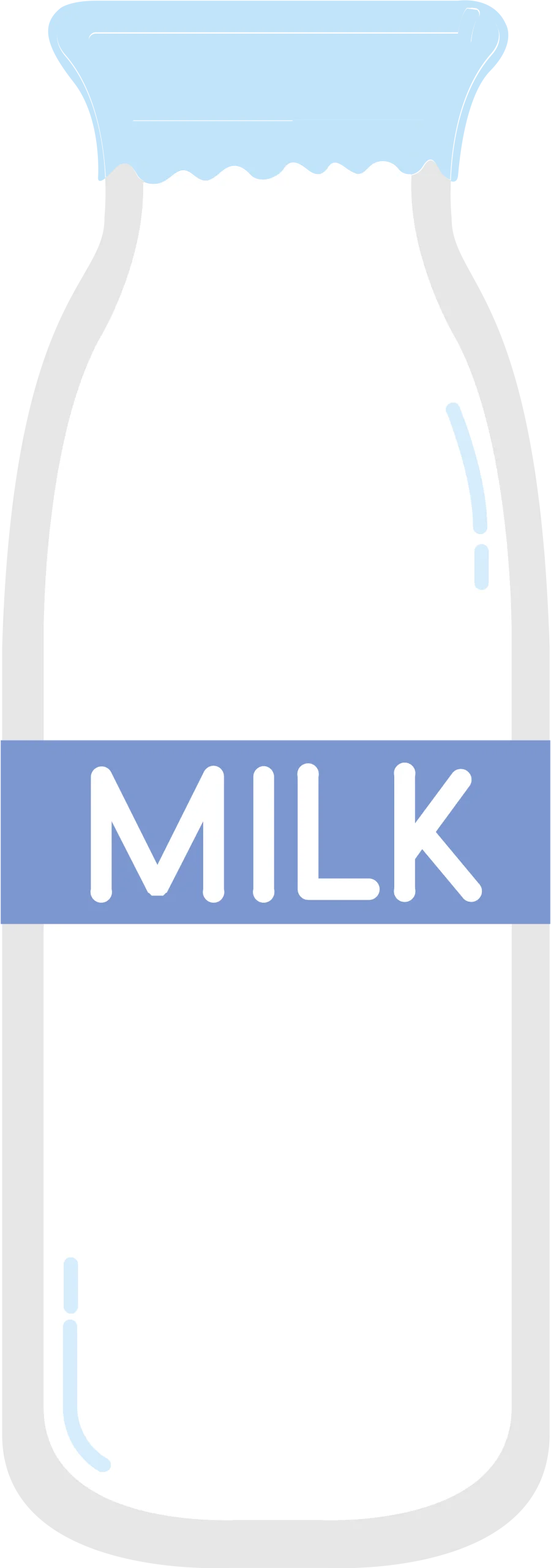 Classic White and Blue Simple Milk Bottle Clipart Illustration Design