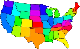 Colorful United States Map Clipart - Geographical Regions in Bright Palette