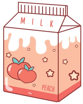Cute Pastel Peach Milk Carton Clipart with Adorable Kawaii Design
