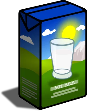 Eco-Friendly Soy Milk Carton Clipart with Scenic Landscape and Sunlight