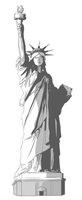 Iconic American Freedom Symbol Statue of Liberty National Monument Clipart Illustration