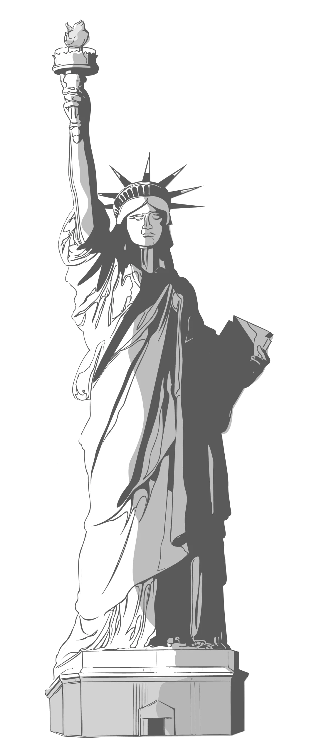 Iconic American Freedom Symbol Statue of Liberty National Monument Clipart Illustration