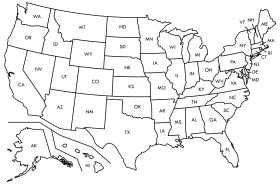 Minimalist Black and White United States Outline Clipart Map Illustration