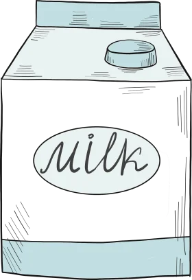 Minimalist Hand-Drawn Milk Carton Clipart with Soft Blue Tones