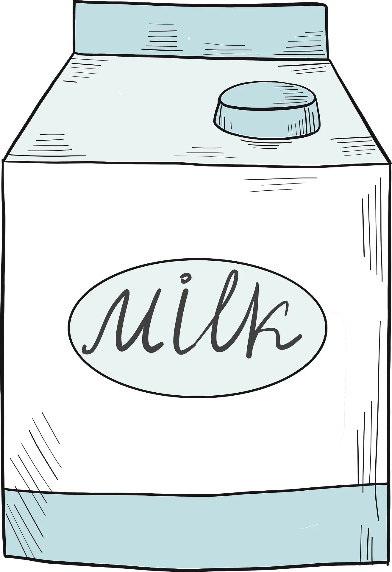 Minimalist Hand-Drawn Milk Carton Clipart with Soft Blue Tones