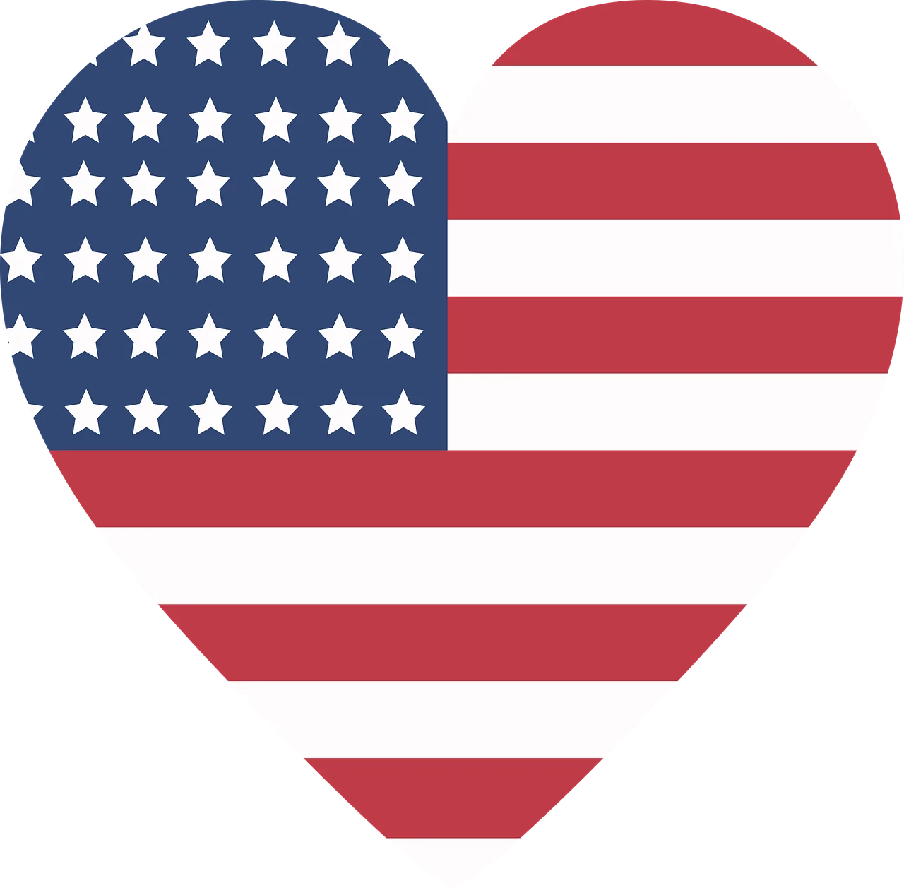 Patriotic United States Flag Heart-Shaped Clipart Symbolizing National Love