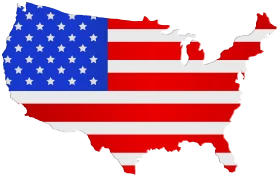 Patriotic United States Map Clipart Illustration with Stars and Stripes