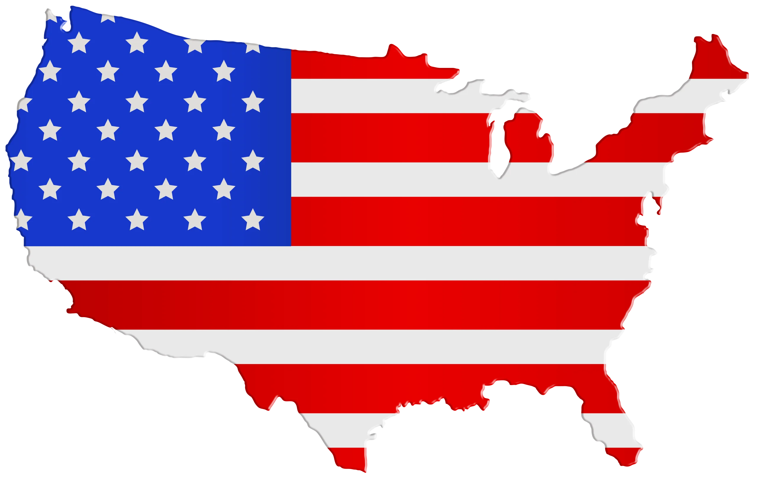 Patriotic United States Map Clipart Illustration with Stars and Stripes