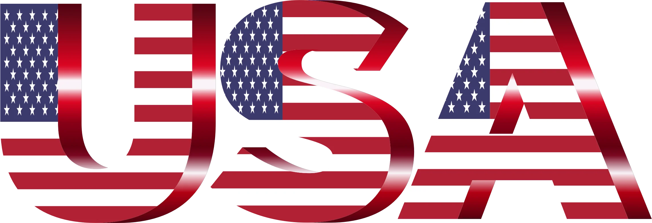 Patriotic USA Typography Clipart with Waving American Flag Design Elements