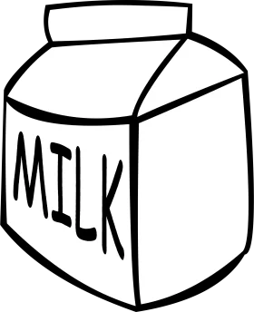 Simple Black and White Milk Carton Clipart Illustration