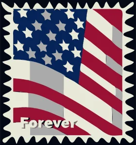 United States Forever Postage Stamp Clipart Featuring Patriotic National Flag Design