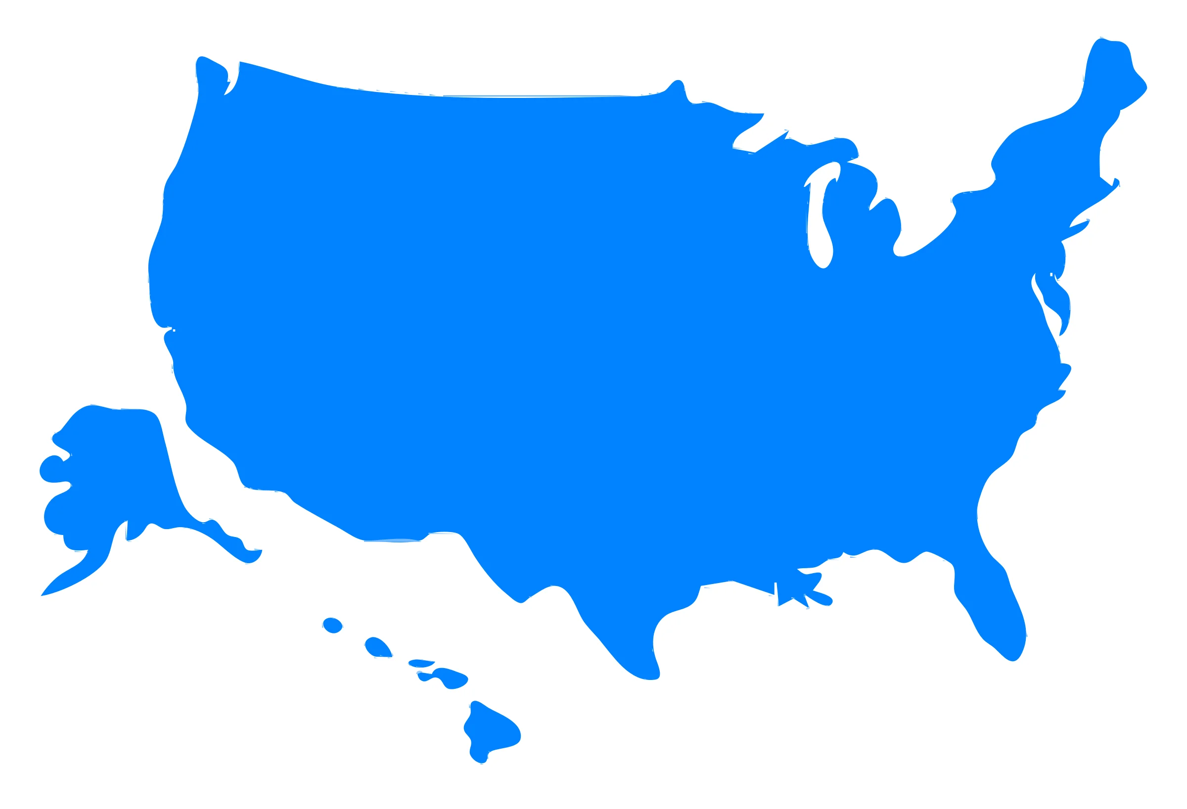 United States Geographical Outline Clipart - Simple Blue National Silhouette Map