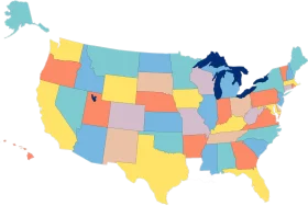 United States Geographical Representation Clipart Map with Soft Color Palette