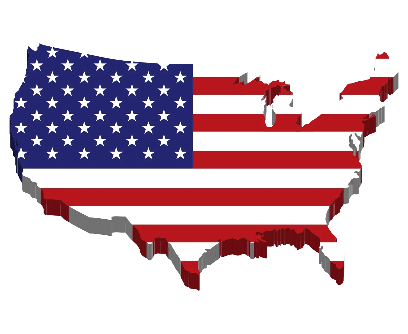 United States Map Shaped as American Flag Patriotic Clipart Design
