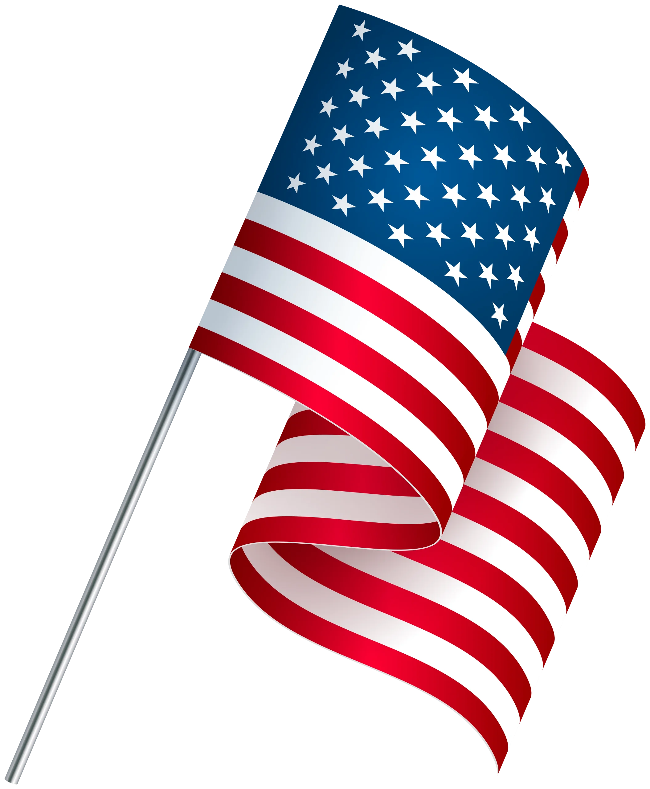 Waving American Flag Clipart: Symbolic Stars and Stripes Patriotic Design