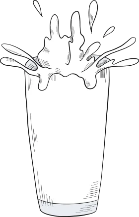 Whimsical Milk Splash Clipart: Dynamic Liquid Movement in Monochrome Style