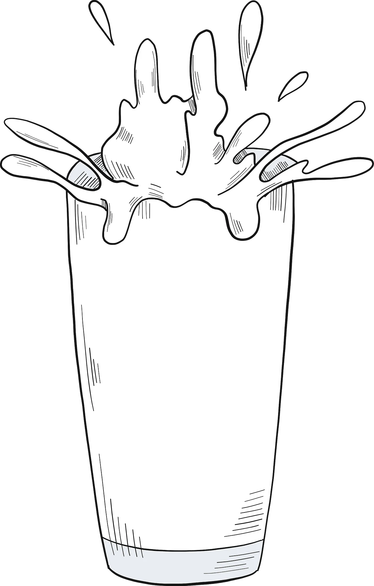 Whimsical Milk Splash Clipart: Dynamic Liquid Movement in Monochrome Style