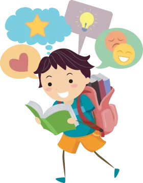 Cheerful Young Student Learning and Exploring Knowledge Clipart Illustration