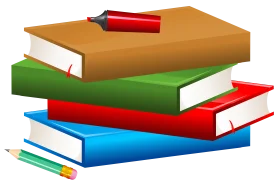 Colorful Stacked School Books and Pencils Educational Clipart Illustration