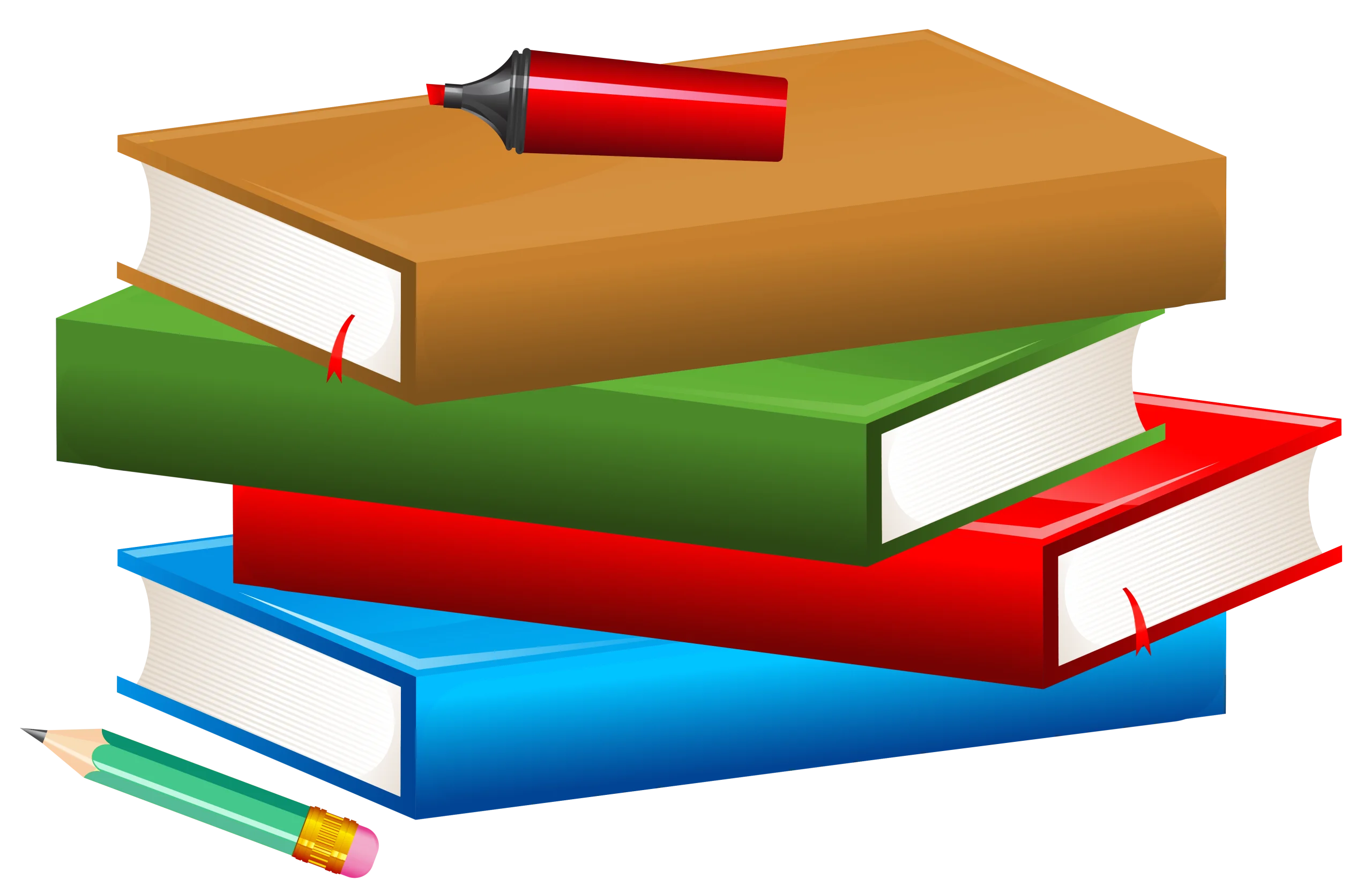 Colorful Stacked School Books and Pencils Educational Clipart Illustration