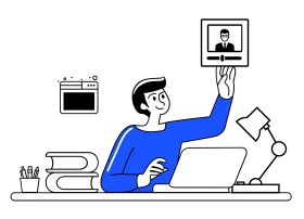 Digital Learning Workspace Clipart: Remote Education and Online Study Setup