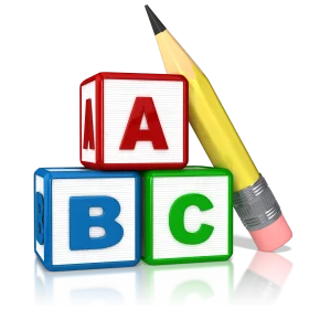 Educational ABC Alphabet Blocks with Sharp Yellow Pencil Clipart Design