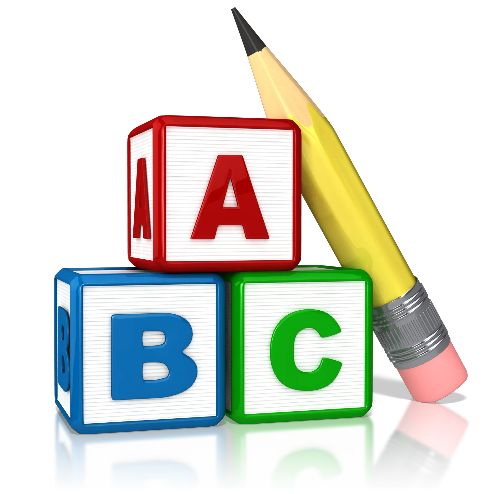 Educational ABC Alphabet Blocks with Sharp Yellow Pencil Clipart Design