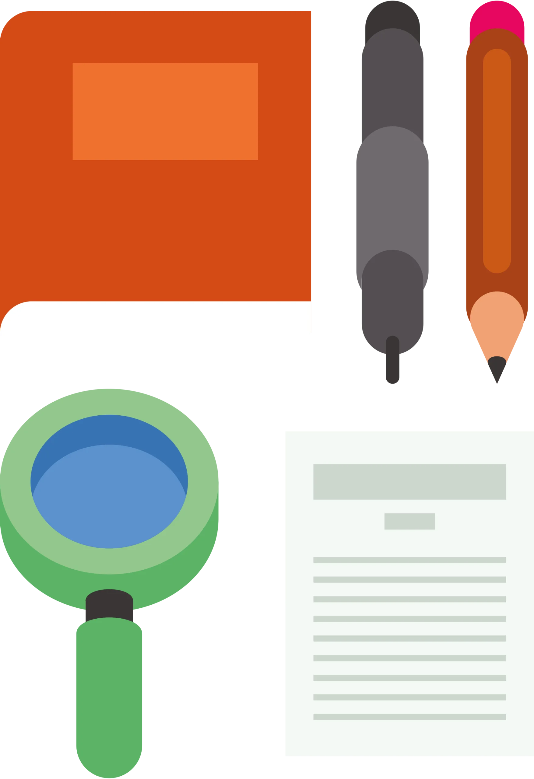 Educational Tools and Stationery Elements Flat Design Clipart Collection