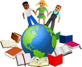 Global Education Clipart: Diverse Students Learning Around the World
